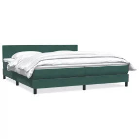   vidaXL sötétzöld bársony rugós ágy matraccal 180x220 cm