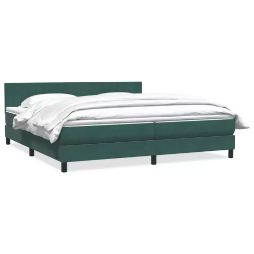 vidaXL sötétzöld bársony rugós ágy matraccal 180x220 cm