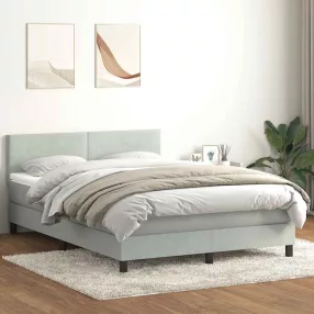   világosszürke bársony rugós és LED-es ágy matraccal 160x210 cm