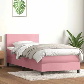   vidaXL rózsaszín bársony rugós és LED-es ágy matraccal 80x220 cm
