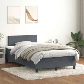   vidaXL sötétszürke bársony rugós és LED-es ágy matraccal 120x220 cm