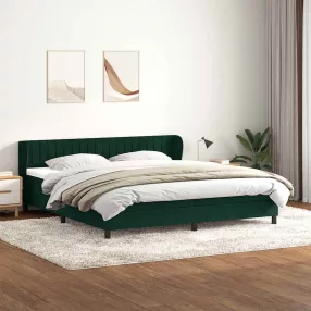   vidaXL sötétzöld bársony rugós ágy matracokkal 180x220 cm