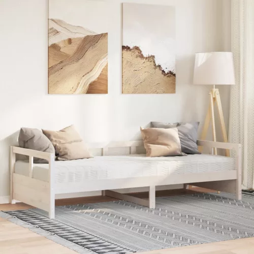 fehér tömör fenyőfa kanapéágy matraccal 90 x 200 cm
