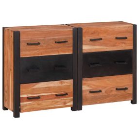 Széf fiókkal 3 pcs Barna 110 x 30 x 75 cm Tömör akácfa