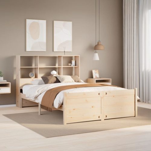 tömör fenyőfa könyvespolcos ágy matrac nélkül 135 x 190 cm