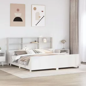   fehér tömör fa könyvespolcos ágy matrac nélkül 180 x 200 cm