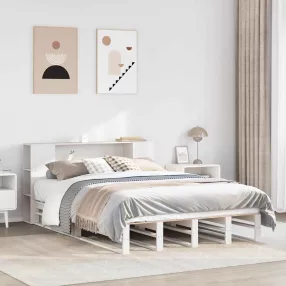   fehér tömör fa könyvespolcos ágy matrac nélkül 150 x 200 cm