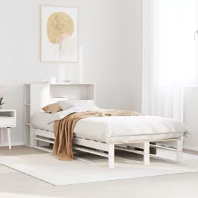   fehér tömör fa könyvespolcos ágy matrac nélkül 75 x 190 cm