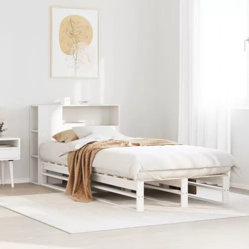fehér tömör fa könyvespolcos ágy matrac nélkül 75 x 190 cm