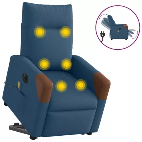   elektromos felállást segítő kék szövet dönthető masszázsfotel