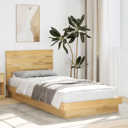 vidaXL ágykeret fejtámlával matrac nélkül 80x200 cm tömör fa tölgyfa