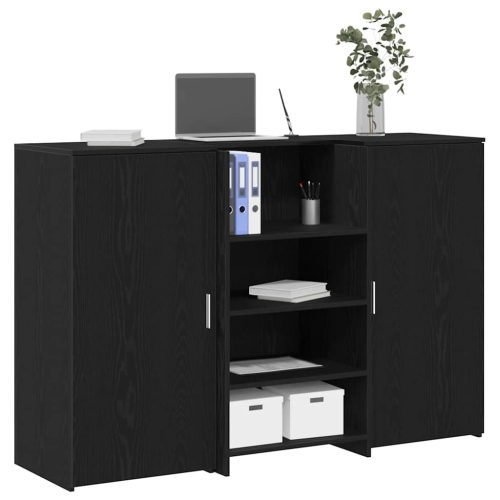 recepciós pult fekete tölgyszínű 155x50x103,5 cm szerelt fa