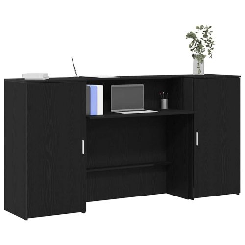 recepciós pult fekete tölgyszínű 200x50x103,5 cm szerelt fa