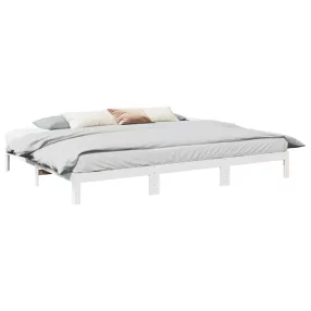   családi ágykeret matrac nélkül fehér 270x200cm tömör fa fenyőfa