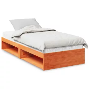   vidaXL viaszbarna tömör fenyőfa kanapéágy matraccal 90 x 190 cm