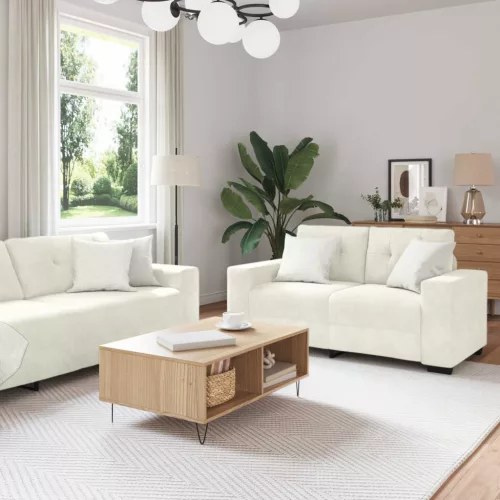 Kanapé Szett 3 db 6-személyes Krém 221 x 78 x 80 cm Bársony