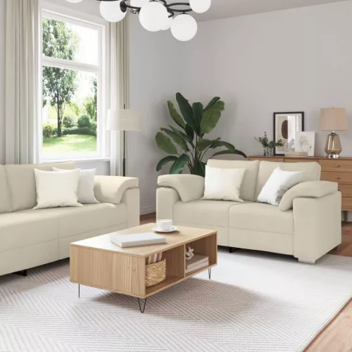 Kanapé Szett 2 pcs Tópszínű 219 x 77 x 82 cm szövet