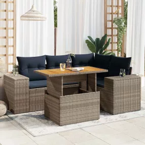   5 részes szürke polyrattan kerti ülőgarnitúra párnákkal