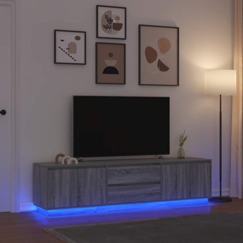vidaXL szürke sonoma színű TV-szekrény LED-lámpákkal 193,5x41x50 cm