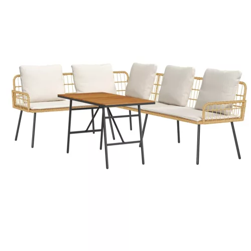 Kerti Kanapé Szett 2 pcs Bézs polirattan