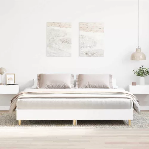 fehér szerelt fa ágykeret matrac nélkül 200 x 200 cm