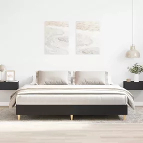 fekete szerelt fa ágykeret matrac nélkül 200 x 200 cm