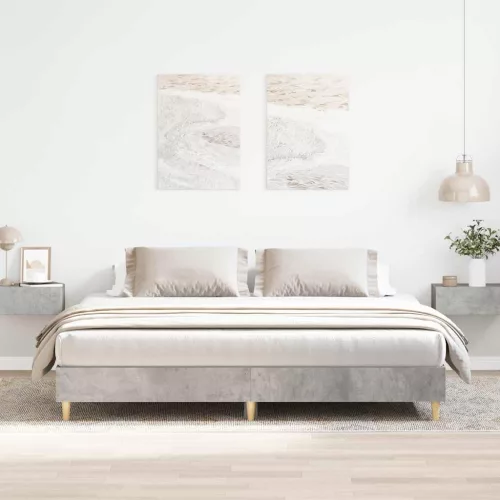 betonszürke szerelt fa ágykeret matrac nélkül 200 x 200 cm