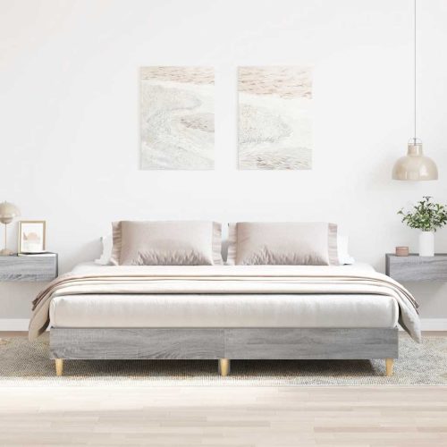 sonoma tölgyszínű szerelt fa ágykeret matrac nélkül 200x200 cm
