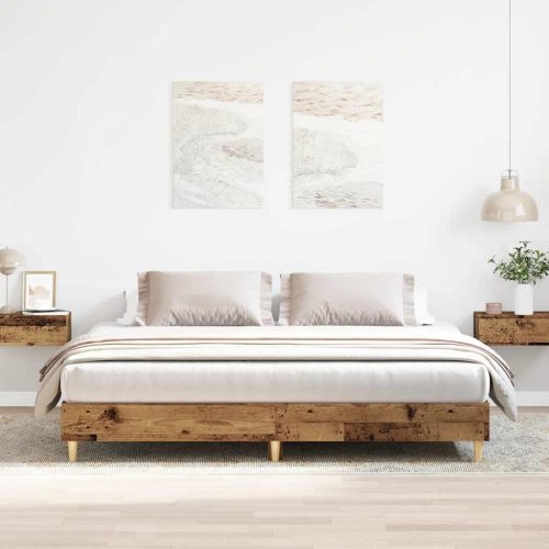 antik fa szerelt fa ágykeret matrac nélkül 200x200 cm