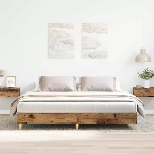 antik fa szerelt fa ágykeret matrac nélkül 200x200 cm