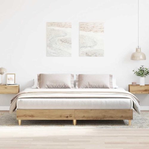 kézműves tölgy szerelt fa ágykeret matrac nélkül 200x200 cm