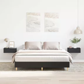 fekete szerelt fa ágykeret matrac nélkül 150 x 200 cm