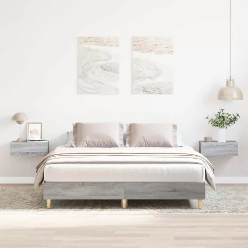 sonoma tölgyszínű szerelt fa ágykeret matrac nélkül 150x200 cm