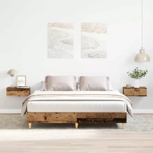 antik fa szerelt fa ágykeret matrac nélkül 150x200 cm