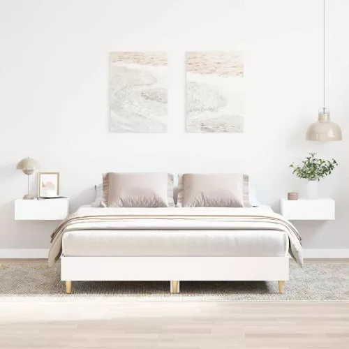 fehér szerelt fa ágykeret matrac nélkül 140 x 200 cm