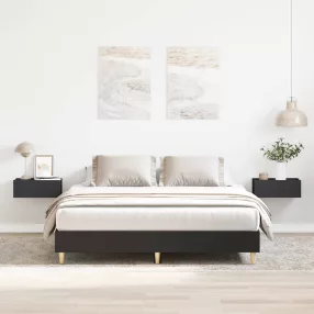 fekete szerelt fa ágykeret matrac nélkül 140 x 200 cm