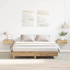   kézműves tölgy szerelt fa ágykeret matrac nélkül 140x200 cm
