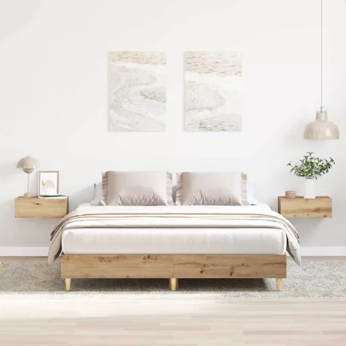 kézműves tölgy szerelt fa ágykeret matrac nélkül 140x200 cm