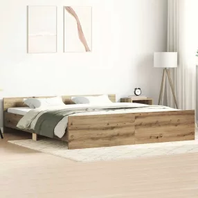   vidaXL kézműves tölgy szerelt fa ágykeret matrac nélkül 180x200 cm