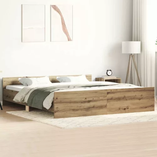 vidaXL kézműves tölgy szerelt fa ágykeret matrac nélkül 180x200 cm