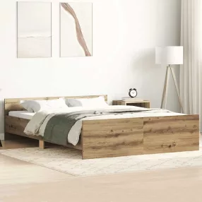   kézműves tölgy szerelt fa ágykeret matrac nélkül 140x190 cm