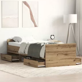   kézműves tölgy szerelt fa ágykeret matrac nélkül 100x200 cm
