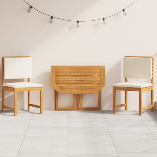 3 részes kertbistro szett párnákkal, tömör akác fából