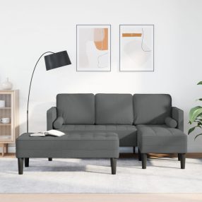   L-alakú kanapé  2 darabos szett Sötét szürke Poliészter