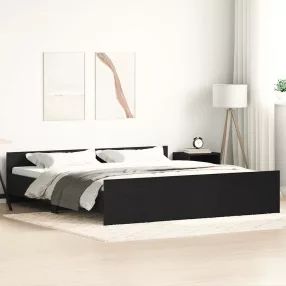   fekete tölgy színű szerelt fa ágykeret matrac nélkül 200x200 cm
