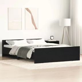   fekete tölgy színű szerelt fa ágykeret matrac nélkül 140x200 cm