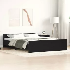   fekete tölgy színű szerelt fa ágykeret matrac nélkül 160x200 cm