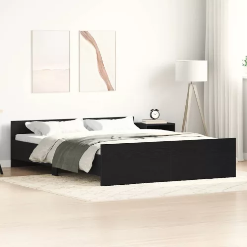 fekete tölgy színű szerelt fa ágykeret matrac nélkül 160x200 cm