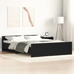  fekete tölgy színű szerelt fa ágykeret matrac nélkül 120x190 cm