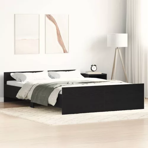 fekete tölgy színű szerelt fa ágykeret matrac nélkül 120x190 cm
